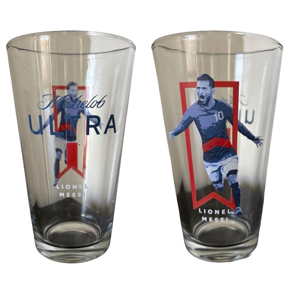 Michelob Ultra Lionel Messi Pint Glass 16 oz Beer Cup Soccer One Cup